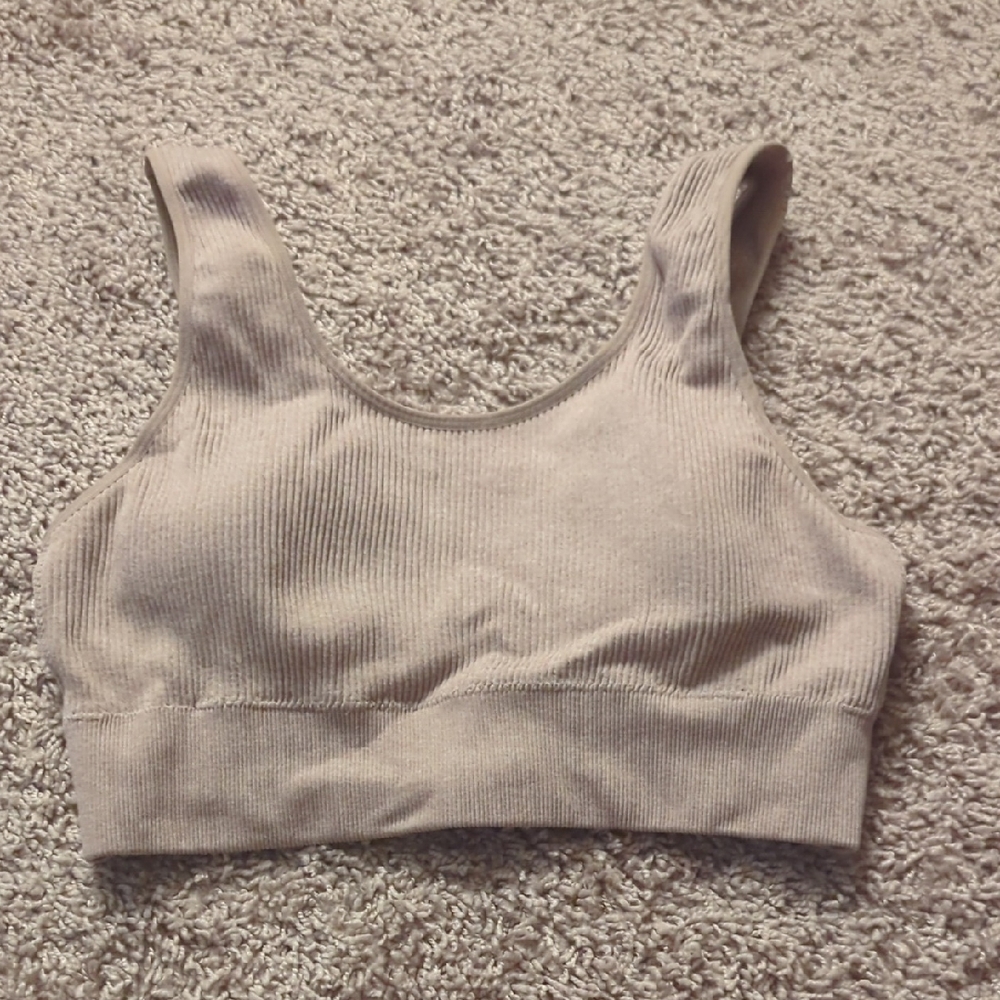 aerie Ribbed Tank Bralette - Beige